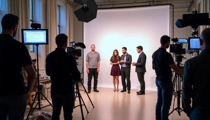 Behind-the-scenes of a commercial video shoot